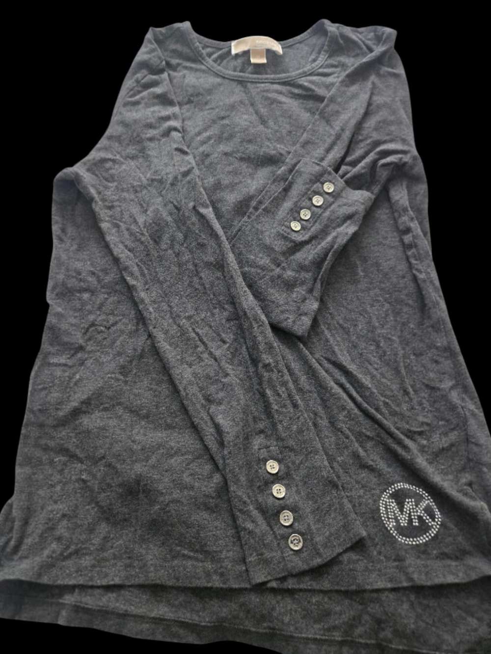 Michael Kors Charcoal Gray Long Sleeve Logo Tunic